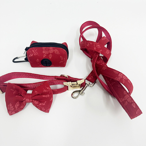 Nouveautés : Collier pour chien rouge réglable et ensemble laisse-harnais respirant de luxe tendance - Product Image 5