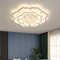 Luxe Atmosphérique Maison Salon Plafonnier Cristal Lotus Chambre Étude LED Plafonnier Minimaliste Fer Acrylique Blanc 90