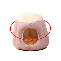 Fabricant professionnel, usine de fabrication, maison pour animaux de compagnie en peluche chaude, motif uni, pliable, lit pour animaux de compagnie doux et respirant, toutes saisons, pour chiens et chats
