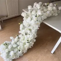 Chemin de fleurs de mariage blanc de 2M de Long, pièces centrales de fleurs de Rose personnalisées, fleurs artificielles