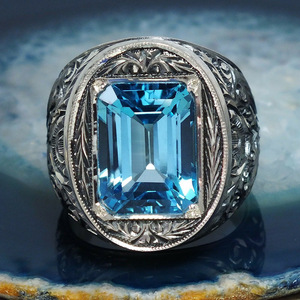 Vintage Blue Openwork Ring for Women Luxury Palace Style Fashion Party Finger Accessory Gift - Product Image 3