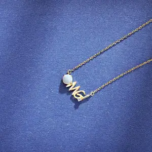 Wholesale Customized Freshwater Pearl Necklace Letter Gold Plated Necklace Jewelry Women For Valentine's Day