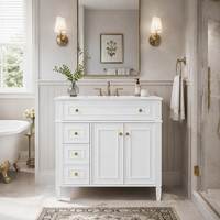 Vente en gros usine : Meuble de salle de bain mural moderne de luxe en marbre, taille personnalisée, pour hôtels et maisons, avec lavabo en pierre d'ardoise
