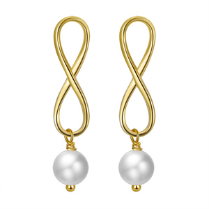 GPE49 RINNTIN Fashion <strong>Infinity</strong> <strong>Earrings</strong> Pearl <strong>Earrings</strong> 925 Sterling <strong>Silver</strong> 14K Gold Plated <strong>Earrings</strong> for Women - Product Image 1