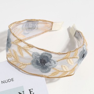 Lace Floral Embroidery Headband Women <b>Sweet</b> Style Daily Use Handmade Hairband With <b>Flowers</b> Wide Edge Decorative Hair Accessory - Product Image 3