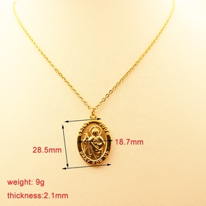 Personnalisable Simple Plaqué Or Saint <span class=keywords><strong>Christophe</strong></span> Protéger US Collier Religieux avec Pendentif Chaîne à Maillons Bijoux en Acier Inoxydable - Product Image 2