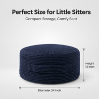 Fauteuil pouf en velours côtelé OEM personnalisé avec rangement pour animaux en peluche, pour filles et garçons, siège rond lavable pour enfants