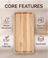 Plateau de service rectangulaire en bois d'acacia naturel, rustique, pour la cuisine, la maison, les dîners, les apéritifs, les desserts, plateau de service en bois
