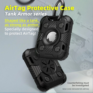 Funda protectora de silicona blanda para Apple <span class=keywords><strong>Airtag</strong></span>, carcasa con llavero, armadura de tanque, GPS, antipérdida, a prueba de golpes, dispositivo de TPU para etiquetas de aire - Product Image 3