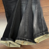 Tissu denim extensible en sergé 6 plis avec envers en tissu éponge, résistant à l'abrasion, Lizhi XH5039K-1A noir, pour jupes et sacs pour filles