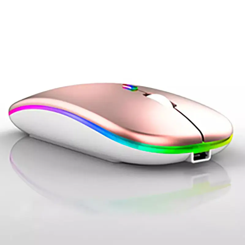 Mouse nirkabel tanpa baterai 2.4G bt, mouse nirkabel logo kustom lampu latar RGB mode ganda