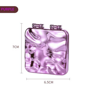 Miroir de poche compact double face pliable, miroir de maquillage de luxe double face électroplaqué, forme carrée, boîte personnalisée imprimée - Product Image 5
