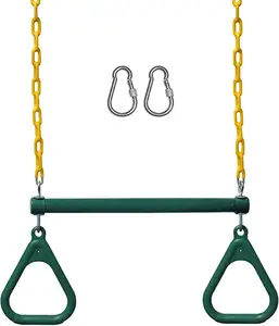 Jungle Gym Kingdom 18 "Trapeze Swing Bar Rings 48" Heavy Duty Chain Swing Set