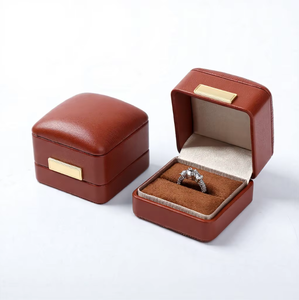 Factory Eco-friendly PU Leather Luxurious <b>Rings</b> <b>Boxes</b> Custom Logo Velvet Lining Rectangular Corner Jewelry Storage for Wedding - Product Image 2