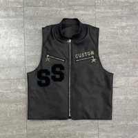 Débardeur en Coton 100% Personnalisé avec Impression DTG, Motif Jumbo, Coupe Courte, Sans Manches, Style Musculation, Broderie de Patchs et Rivets en Cuir