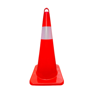 Cône de signalisation routière en PVC robuste de 700 mm, cône de sécurité routière en plastique orange avec col réfléchissant pour barrière d'avertissement de circulation municipale - Product Image 3