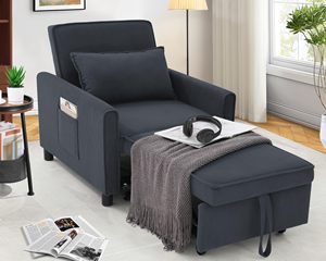 Fauteuil <span class=keywords><strong>canapé</strong></span> convertible 3 en 1 avec <span class=keywords><strong>lit</strong></span> futon extractible pour adultes fauteuil inclinable simple en velours côtelé moderne pour petits espaces - Product Image 1