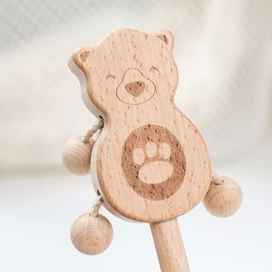 Juguete de Madera para Bebés de 0 a 12 Meses, Sonajero de Madera de Haya Montessori, Juego de 5 Piezas - Product Image 5