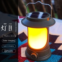 Projecteur LED rétro portable pour extérieur, lampe de tente solaire en ABS, éclairage d'ambiance pour camping et maison, illumination puissante