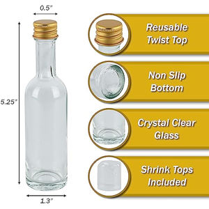Vente Mini bouteilles en verre plat de 50ml vides pour vin Vodka Gin <span class=keywords><strong>rhum</strong></span> whisky café jus liqueur. Surface d'impression d'écran - Product Image 2