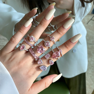 Anillos de Compromiso y Boda para Mujer con Diseño Exclusivo, Corte en Escalones, Forma de Pera Alargada, Piedra de Moissanita D VVS1, Zirconia 5A 8A Brillante - Product Image 6