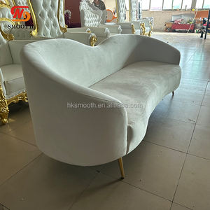 SMOOTH Elegant Hotel Wedding Reception Stage Decoration Lounge White Velvet <b>Sofa</b> For Bride - Product Image 2