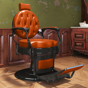 Fauteuil <span class=keywords><strong>de</strong></span> barbier en cuir rétro haut <span class=keywords><strong>de</strong></span> gamme pour hommes, avec fonctions inclinables et rotatives, et accoudoirs, pour <span class=keywords><strong>salon</strong></span> <span class=keywords><strong>de</strong></span> <span class=keywords><strong>coiffure</strong></span> et barbier - Product Image 2