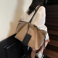 Sac fourre-tout pour femme en faux daim, grande capacité, design rétro minimaliste de luxe, populaire, pour le quotidien et le travail, vente en gros