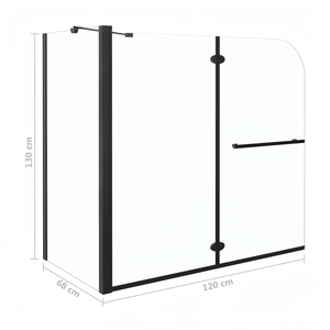 Oumeiga Écran de <span class=keywords><strong>douche</strong></span> de bain noir moderne <span class=keywords><strong>Style</strong></span> pliant à charnière de plain-pied avec cadre en aluminium poli pour la maison ou l'hôtel - Product Image 2