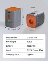 Pompe à vide sans fil 2-en-1 pour sacs de rangement et articles gonflables |   Aspirateur et pompe à air électriques rechargeables 1800 mAh avec 7 embouts