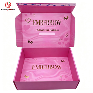 EBB Eco Friendly <b>Paper</b> Window Gift <b>Box</b> Custom Logo Top Bottom <b>Storage</b> <b>Box</b> Custom Pink Rigid Gift <b>Box</b> With Gold Foil Hot Stamping - Product Image 1