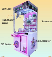 Conception personnalisée gratuite poupée grue machine jouet attrape en peluche saisissant des jeux à pièces petite mini machine à griffes avec accepteur de billets