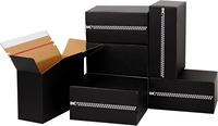 Boîtes d'expédition noires personnalisées, boîtes en carton ondulé auto-adhésives avec bande de fermeture éclair, boîtes d'expédition pour l'emballage commercial