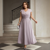 Robe en mousseline grande taille personnalisée avec logo, col en V tendance, tenue de soirée pour femmes rondes, vente en gros, directement du fabricant