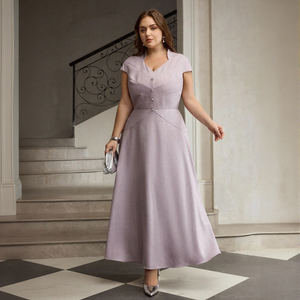 <span class=keywords><strong>Robe</strong></span> en mousseline <span class=keywords><strong>grande</strong></span> <span class=keywords><strong>taille</strong></span> personnalisée avec logo, col en V tendance, tenue <span class=keywords><strong>de</strong></span> soirée pour femmes rondes, vente en gros, directement du fabricant - Product Image 5