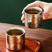 Tasse à double paroi en titane pur 100 ml, mini tasse à thé et café en cristal pour la maison et l'extérieur