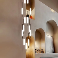 Lustre moderne en fer et verre avec escalier tournant LED doré, décoration artistique pour salon, salle à manger, plafond haut