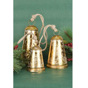Adornos para árboles de Navidad Jingle Craft Decoraciones doradas Regalos de Navidad Campanas con cuerda Juego de 3 Campanas de Navidad colgantes - Product Image 1