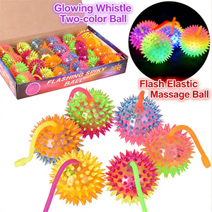 Balle en plastique à picots lumineuse et scintillante, souple, compressible, élastique, à remontée lente, pour la décompression au bureau, jouet anti-stress - Product Image 1