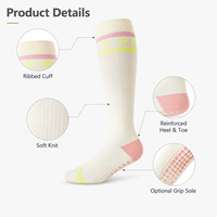 Chaussettes de yoga montantes personnalisées avec logo, faible MOQ, rayées et colorées, pour Pilates, Barre, Danse, Studio, Femmes, Vente directe usine