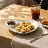 Assiette à dumplings en céramique rustique vintage personnalisée, avec compartiments, pour une personne, usage domestique, plateau à collations, assiette à bain de marinade