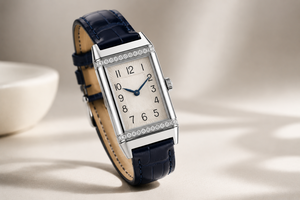 Reverso Designer Flip <b>Watch</b> Blue Leather Strap 904L Stainless Steel Sapphire Crystal Suitable For Women - Product Image 3