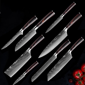 10 Pieces Damascus Steel Kitchen <b>Knife</b> Set With Pure Leather Sheath Including Chef Cleaver <b>Bread</b> Steak Fruit <b>Knife</b> - Product Image 2