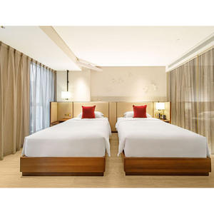 Modern 5 Star Hotel Apartment Bedroom Set <b>Wooden</b> Panel <b>Bed</b> Frame with <b>Headboard</b> and Nightstand for Hospitality Project - Product Image 6