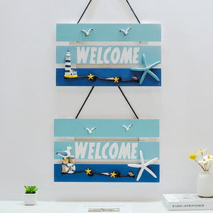 Mediterranean Ocean Style Welcome Wall Hanging Rectangle Home <b>Decor</b> Sign For Bedroom Entryway And Commercial <b>Space</b> - Product Image 2
