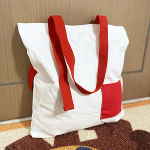 Bolsa de lona de compras de maquillaje con logotipo impreso personalizado cinta de poliéster Beige 8A bolsa de algodón - Product Image 1