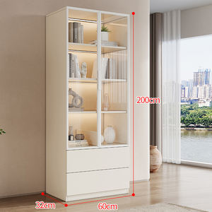 Estantería de vidrio templado MDF respetuosa con el medio ambiente estilo crema con certificación CE DE LA UE, 60 80 CM, adecuada para sala de estar, oficina, sala de exposiciones - Product Image 3