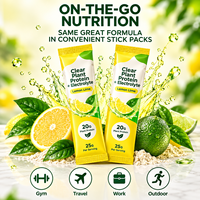 Poudre d'isolat de protéines végétales transparente 20G avec électrolytes, saveur citron-lime, en sachet, pour marque privée OEM/OBM