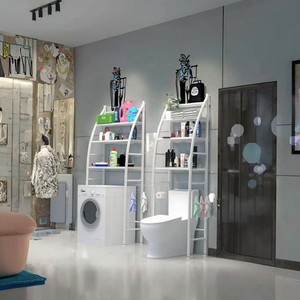Étagère <span class=keywords><strong>de</strong></span> rangement sur les toilettes à 3 niveaux en acier au carbone métallique, gain <span class=keywords><strong>de</strong></span> place, étagère <span class=keywords><strong>de</strong></span> <span class=keywords><strong>salle</strong></span> <span class=keywords><strong>de</strong></span> <span class=keywords><strong>bain</strong></span> pour buanderie, lavabo, support au sol - Product Image 4