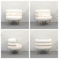 Fauteuil d'Appoint Confortable en Tissu Sherpa Bouclette, Fauteuil Rembourré, Canapé Simple Confortable pour Chambre, Bureau, Salon ou Coiffeuse
